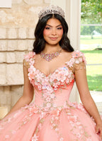 Vestido de quinceanera com estampado floral 3D e coração de Rachel Allan RQ3125