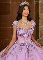 Vestido de quinceanera com estampado floral 3D e coração de Rachel Allan RQ3125