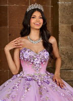 Vestido de quinceanera com estampado floral 3D e coração de Rachel Allan RQ3125