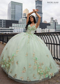 Vestido de Quinceañera con Corazón y Flores en 3D por Rachel Allan RQ3125