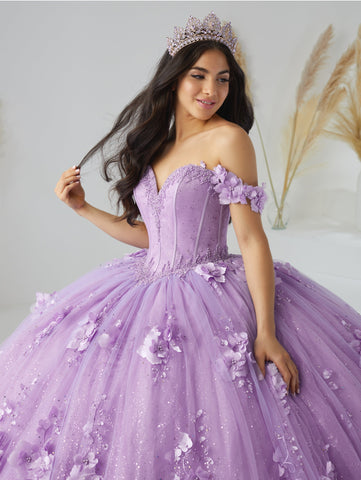 Quinceanera-Kleid aus Tüll mit 3D-Blumenmuster von House of Wu 26950