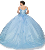Ballkleid mit 3D-Blumenmuster und V-Ausschnitt von Cinderella Couture 8025J