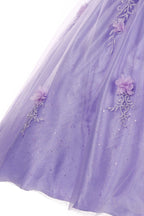 Ballkleid mit 3D-Blumenmuster und V-Ausschnitt von Cinderella Couture 8025J