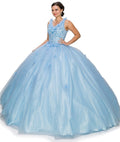 Robe de bal à encolure en V et fleurs 3D par Cinderella Couture 8025J