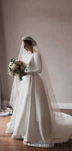 U-Ausschnitt Satin A-Linie Rückenfrei Brautkleider,DB10264