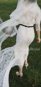Gogerous V-neck Lace Tulle High-low Wonderful Wedding Dresses Evening Dresses.DB10619