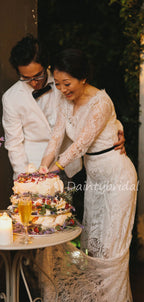 Gogerous V-neck Lace Tulle High-low Wonderful Wedding Dresses Evening Dresses.DB10619