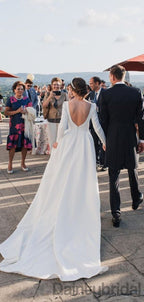 U-Ausschnitt Satin A-Linie Rückenfrei Brautkleider,DB10264