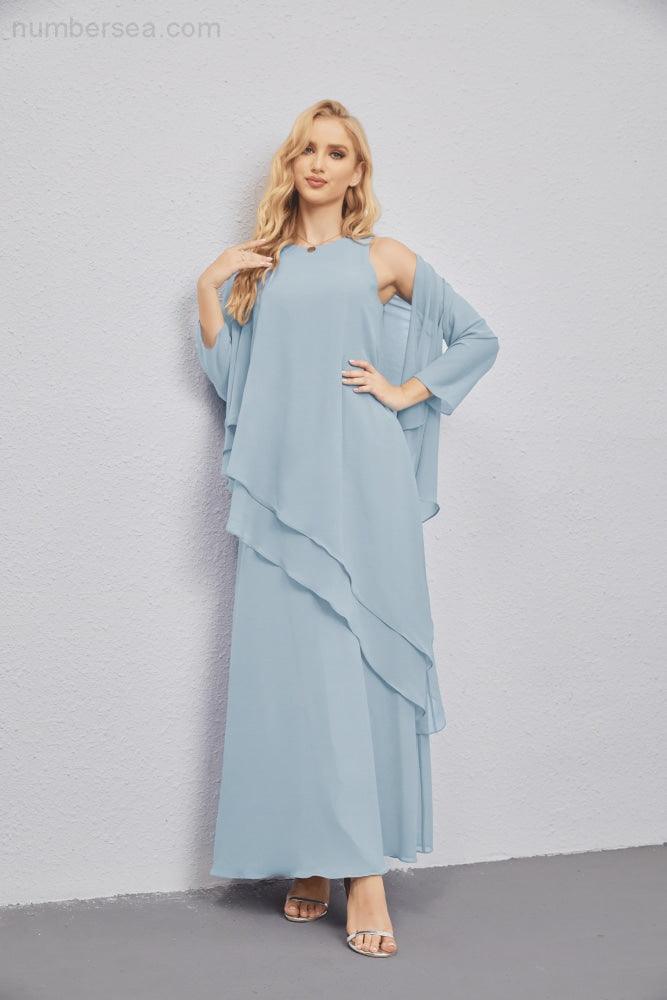 Mother of Bride Dresses with Open Front Lightweight Cardigan Formal Prom Gown  28081