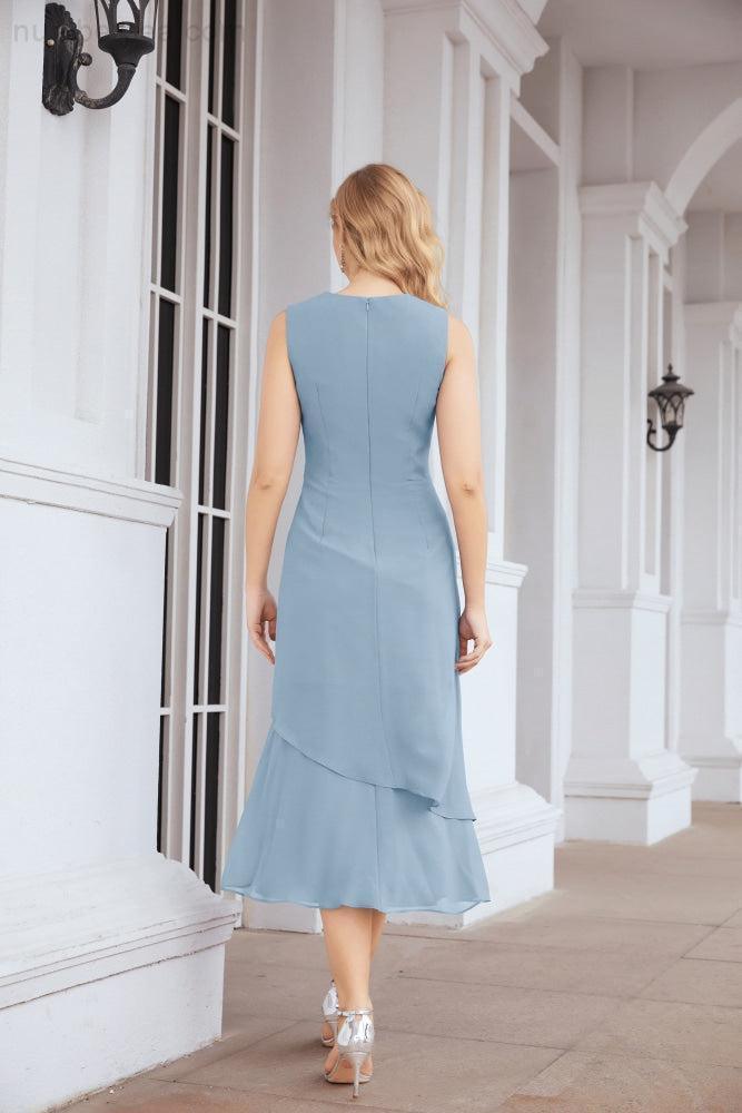 Vestido de festa formal para mãe da noiva, corte A, duas peças, Numbersea 28072 