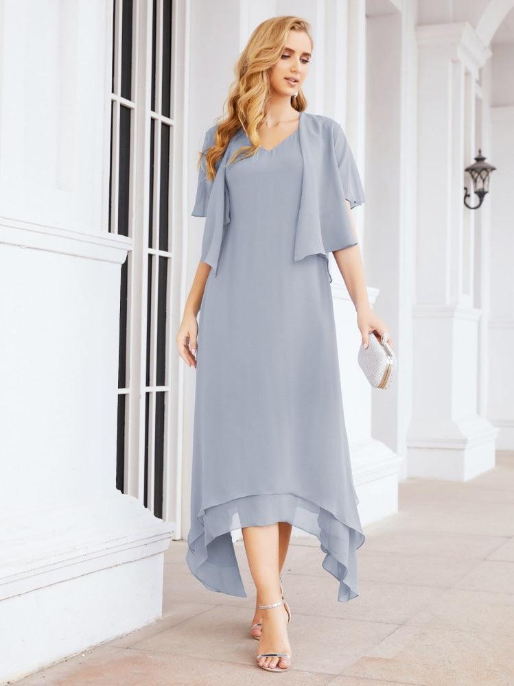 Vestido de festa formal para mãe da noiva, corte A, duas peças, Numbersea 28073 