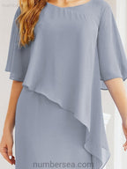 Vestido de festa formal comprido Numbersea com capa e folhos 28026 