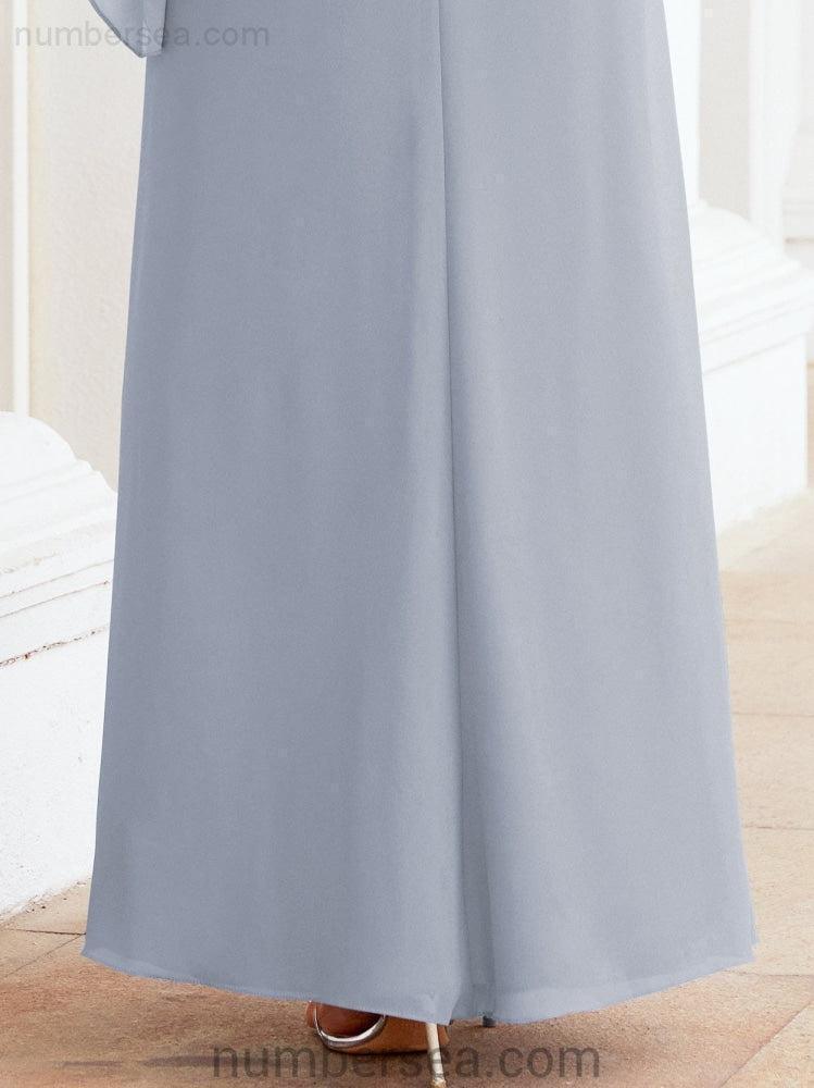 Vestido de festa formal comprido Numbersea com capa e folhos 28026 