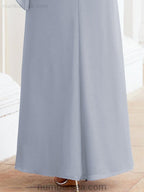 Vestido de festa formal comprido Numbersea com capa e folhos 28026 