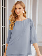 Vestido elegante de 2 peças para mãe da noiva Numbersea, tamanho grande, com folhos, camadas, roupão prateado 28064 