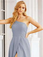 Vestidos de baile de cerimónia Numbersea para mulher com um ombro só e fenda lateral para madrinhas e madrinhas 28052 
