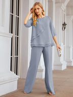 Vestido elegante de 2 peças para mãe da noiva Numbersea, tamanho grande, com folhos, camadas, roupão prateado 28064 