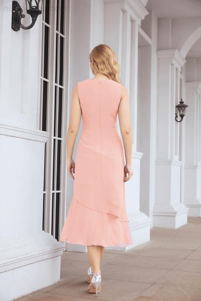 Vestido de festa formal para mãe da noiva, corte A, duas peças, Numbersea 28072 