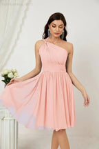 Vestido de dama de honor corto de chiffon de un hombro Numbersea para mujer Vestidos formales para fiesta y regreso a casa 2804