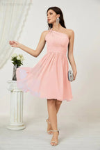 Vestido de dama de honor corto de chiffon de un hombro Numbersea para mujer Vestidos formales para fiesta y regreso a casa 2804