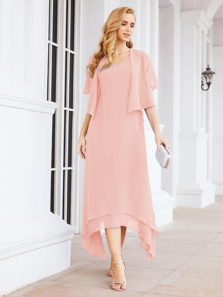 Vestido de festa formal para mãe da noiva, corte A, duas peças, Numbersea 28073 