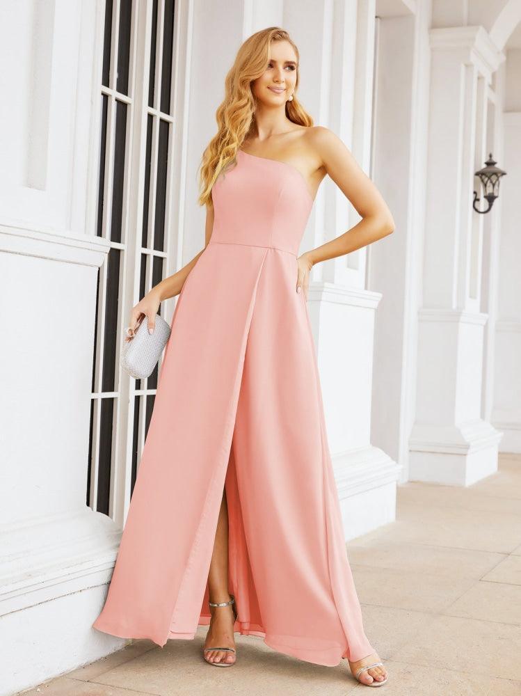 Vestidos de baile de cerimónia Numbersea para mulher com um ombro só e fenda lateral para madrinhas e madrinhas 28052 