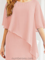 Vestido de festa formal comprido Numbersea com capa e folhos 28026 