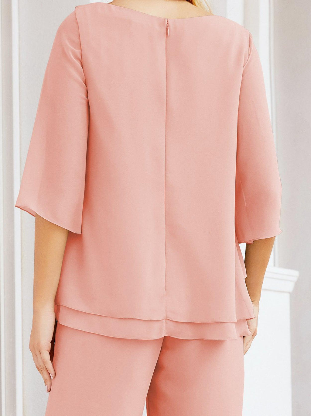 Vestido elegante de 2 peças para mãe da noiva Numbersea, tamanho grande, com folhos, camadas, roupão prateado 28064 