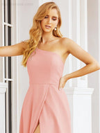 Vestidos de baile de cerimónia Numbersea para mulher com um ombro só e fenda lateral para madrinhas e madrinhas 28052 