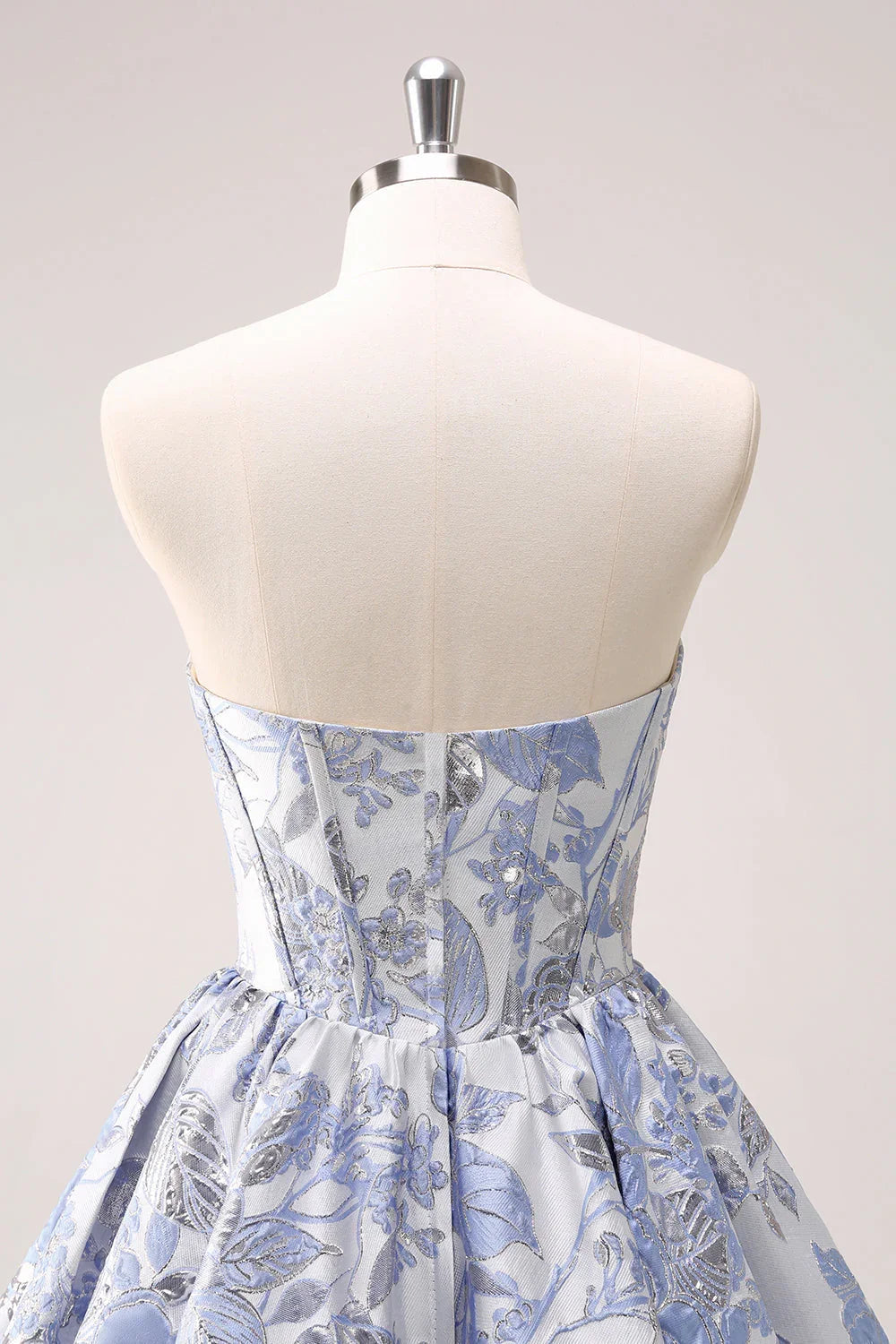 Niedliches Blaues A-Linien Sweetheart Print Korsett Kurzes Homecoming Kleid mit Rüschen