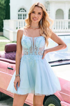 Niedliches A-Linien-Trägerleibchen-Korsett-Kurzbluse Heimkehrkleid mit Applikationen