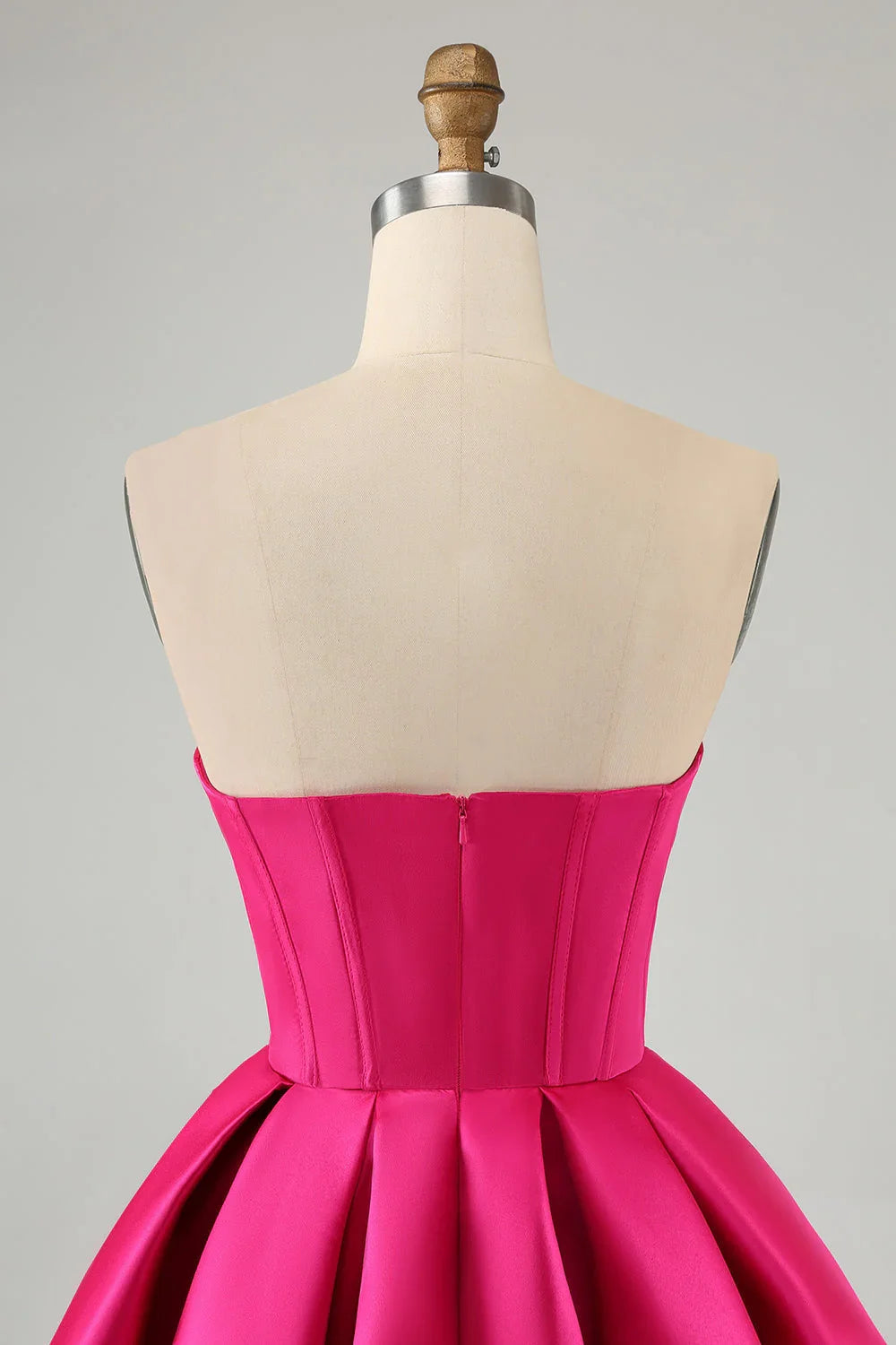 Vestido Corto de Regreso a Casa en Línea A, Corazón Dulce, Corsé, en Fucsia Lindo con Abalorios