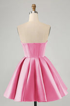 Niedliches A-Linien Sweetheart Korsett Kurzes Fuchsia Homecoming Kleid mit Perlenstickerei