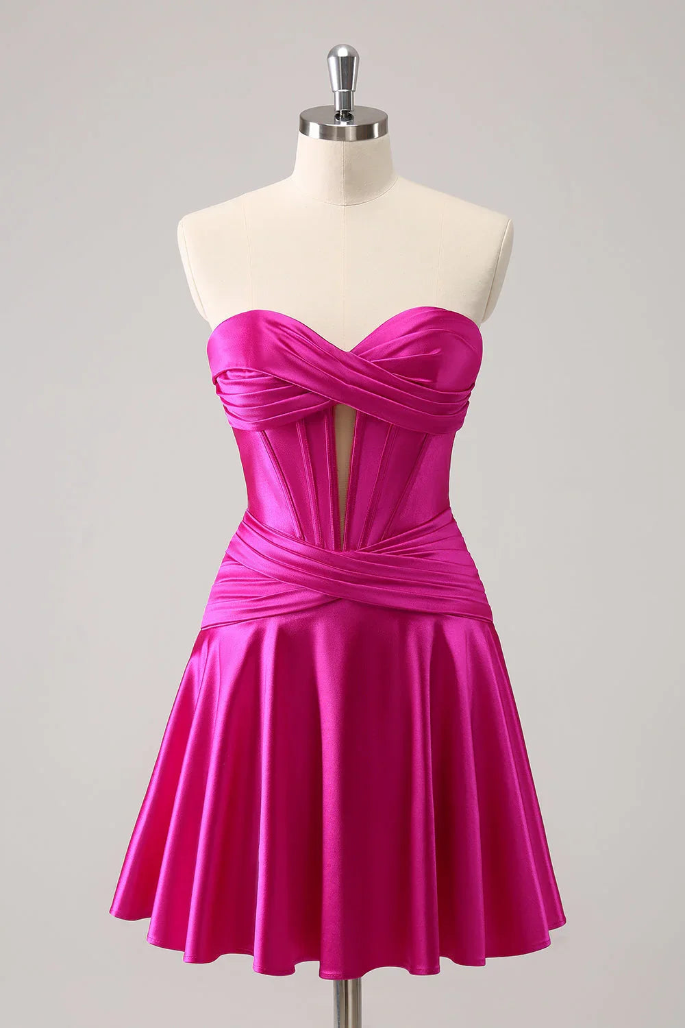 Niedliches Fuchsia A-Linien Sweetheart Criss Cross Korsett Homecoming Kleid mit Rüschen
