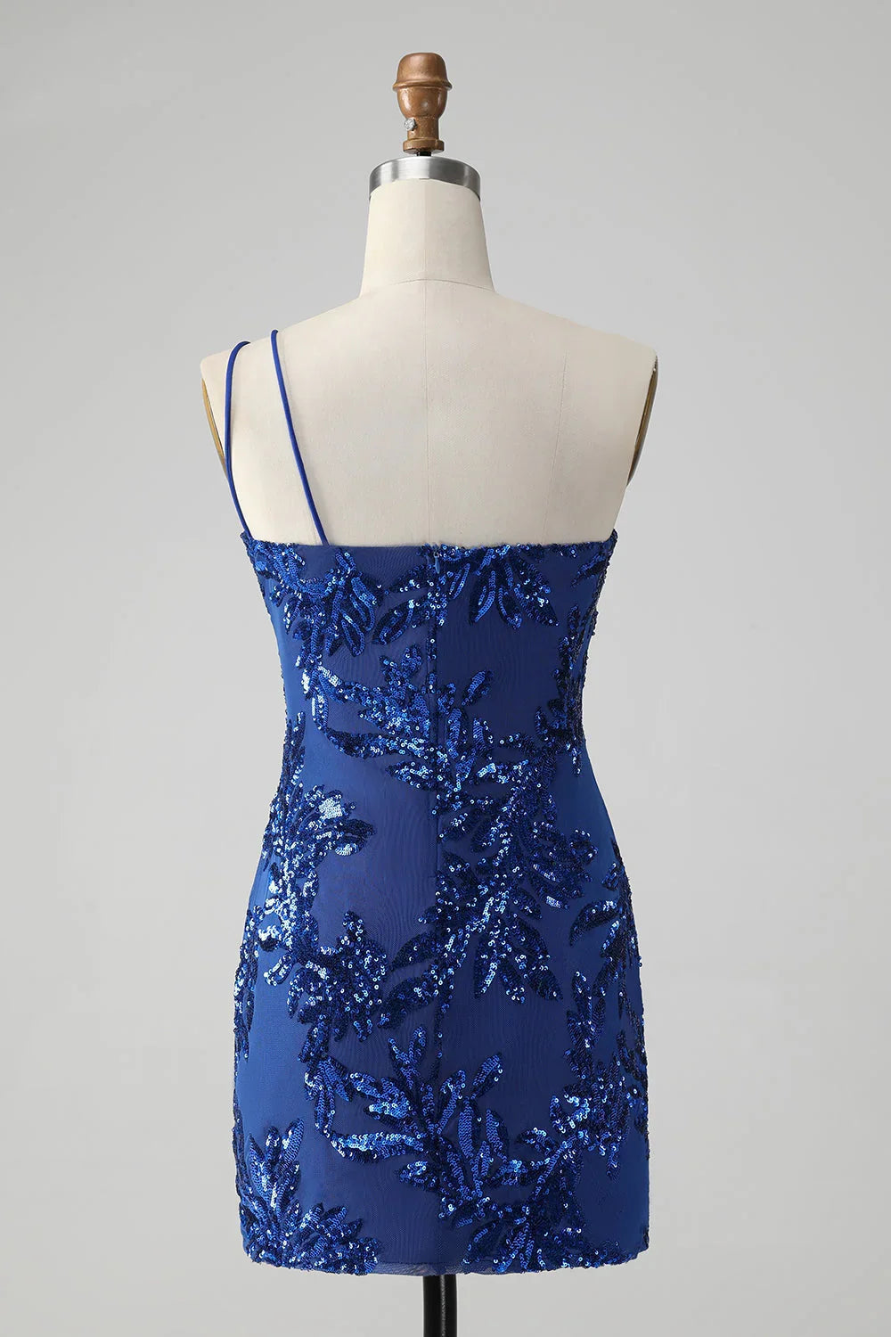 Vestido de cóctel elegante y brillante en rosa, de corte recto, con un solo hombro, lentejuelas y bordados para el baile de bienvenida