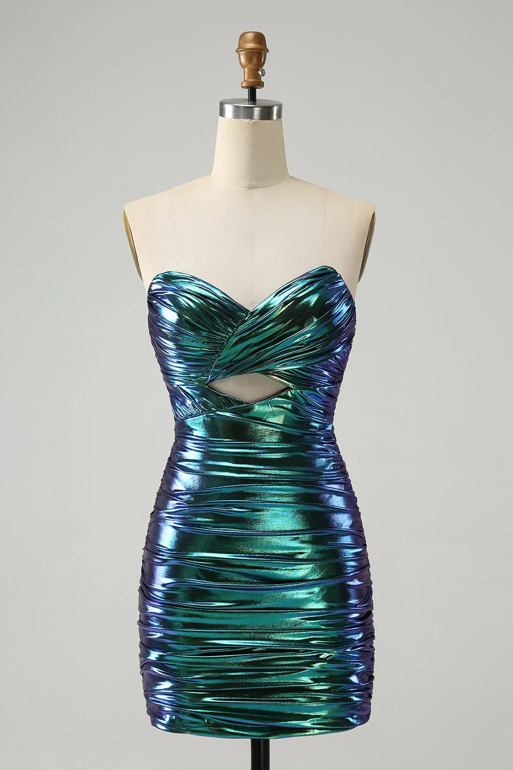 Schicker trägerloser Schlüsselloch-Plisseé-Fuchsienschlüpfer Heimkehrballkleid