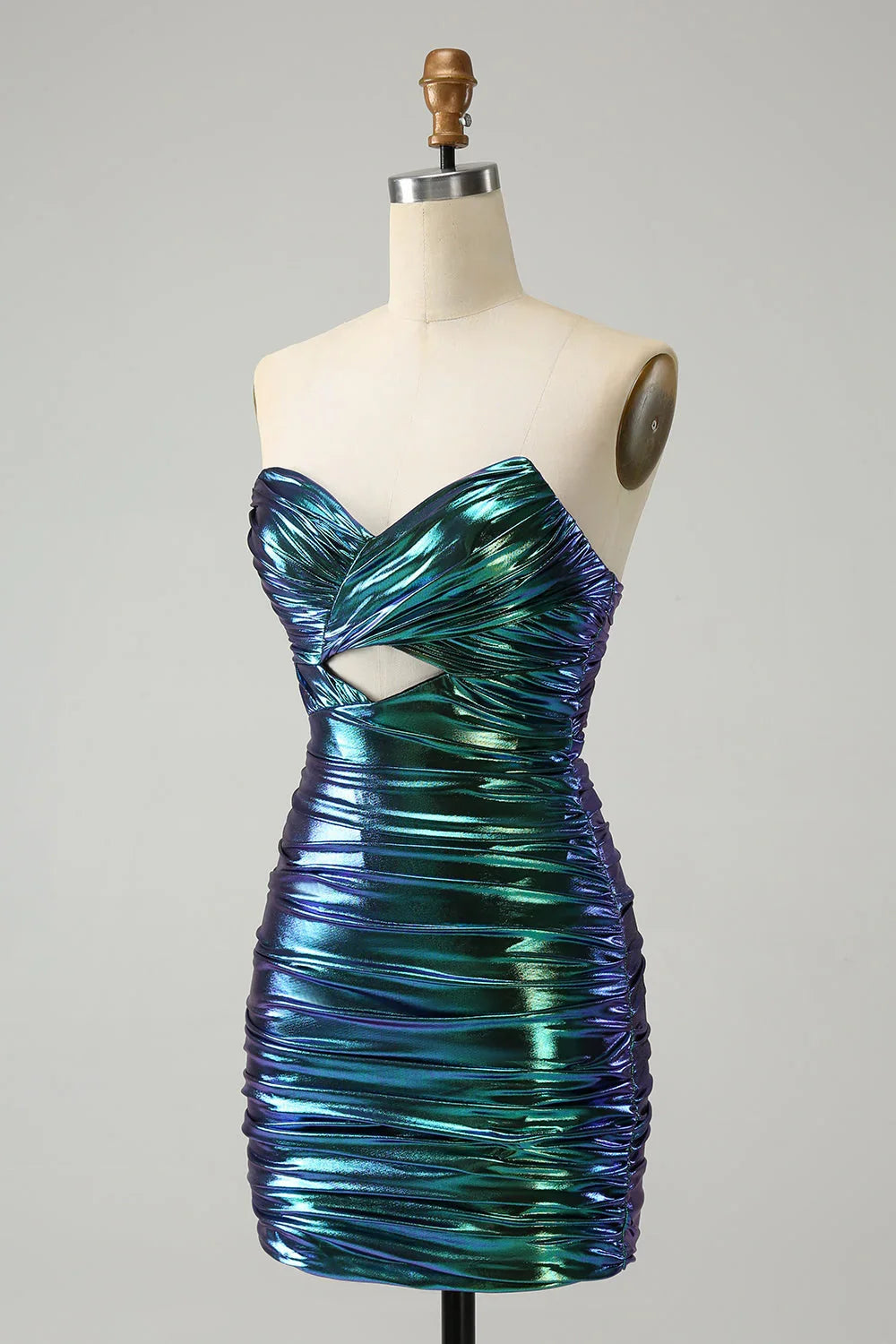 Schicker trägerloser Schlüsselloch-Plisseé-Fuchsienschlüpfer Heimkehrballkleid