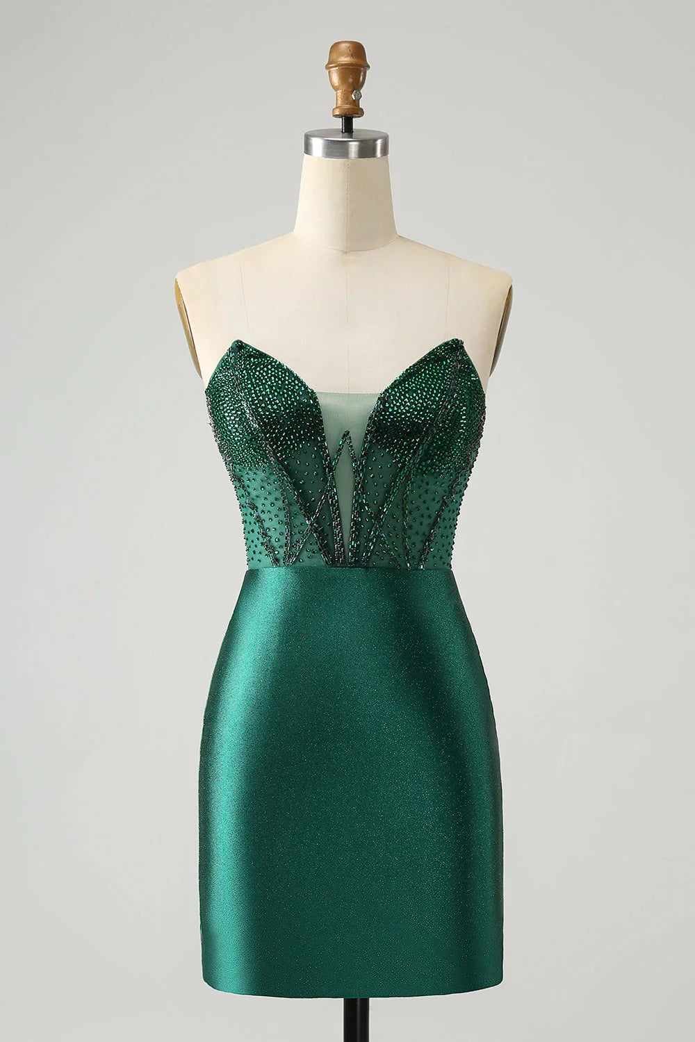 Elegantes, funkelndes königsblaues enges trägerloses kurzes Homecoming-Kleid mit Perlenstickerei