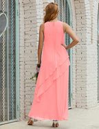 Vestidos longos de chiffon plus size para mãe da noiva, vestido formal de madrinha de casamento, 28019 