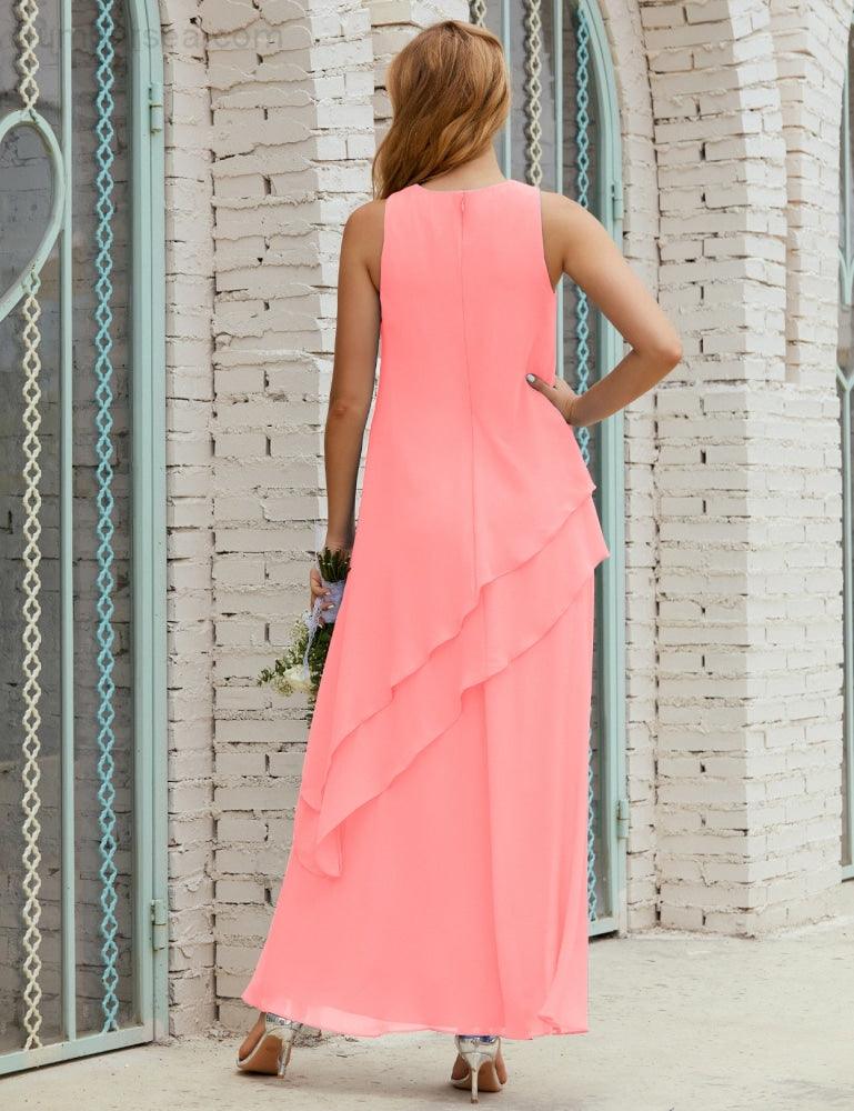 Vestidos longos de chiffon plus size para mãe da noiva, vestido formal de madrinha de casamento, 28019 