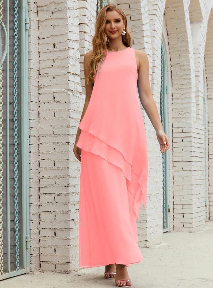 Vestidos longos de chiffon plus size para mãe da noiva, vestido formal de madrinha de casamento, 28019 