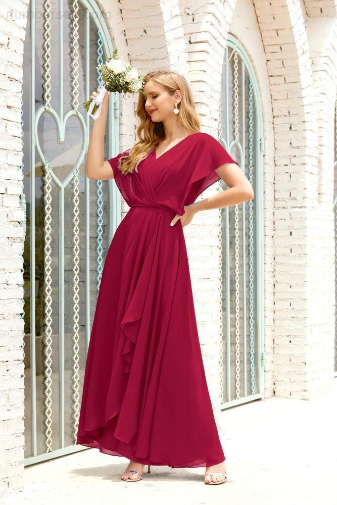 Numbersea  Mother of The Bride Dresses Plus Size V-Neck Floor Length Formal Prom Dress for Wedding Guest 28020