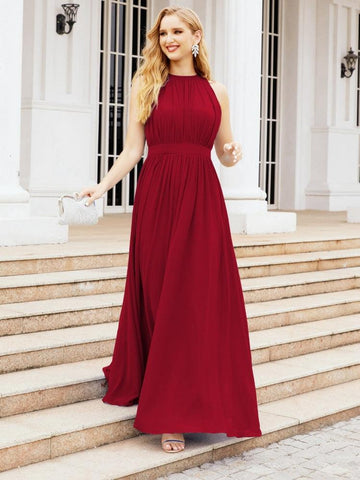 Numbersea Halter Bridesmaid Dress Empire Waist Formal Evening Prom Gown for Mother of The Bride 28030