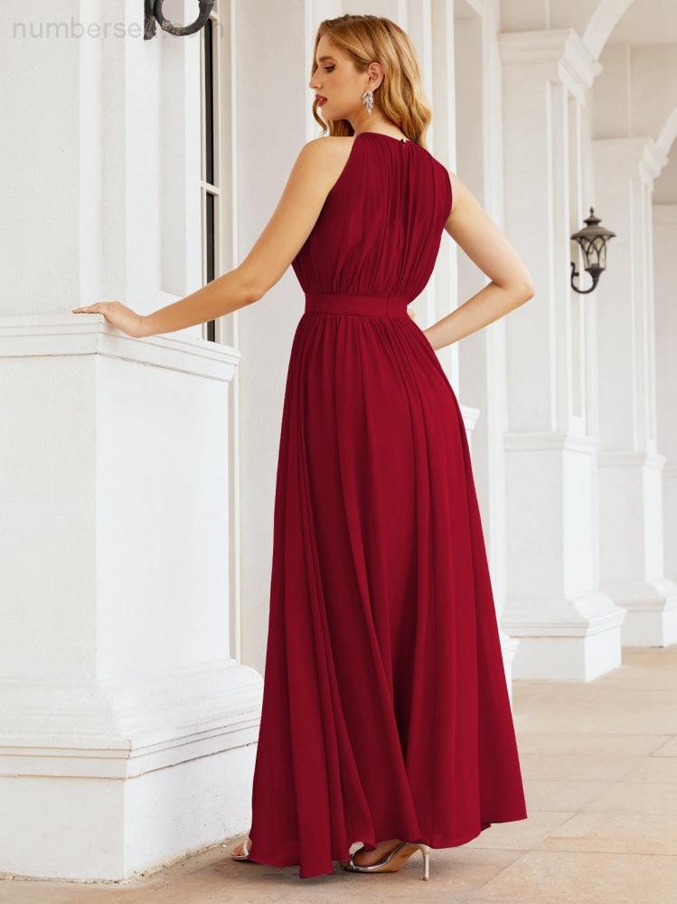 Vestido de madrinha de casamento com alças finas e cintura império, vestido de festa formal para mãe da noiva 28030 