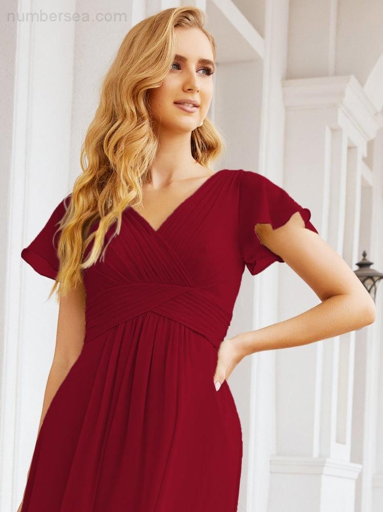 Vestidos de cerimónia de baile Numbersea para mãe da noiva, mangas curtas, vestido de madrinha 28047 