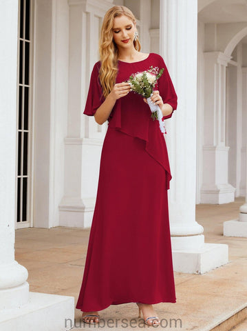 Numbersea Formal Party Gown Dress Long Mother of The Bride Dresses with Ruffle Cape 28026