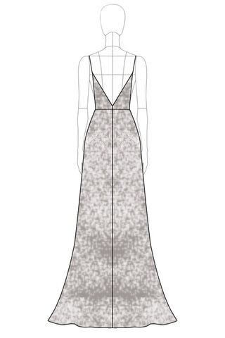Sparkly V Neck Silver Sequined A Line Formal Dress