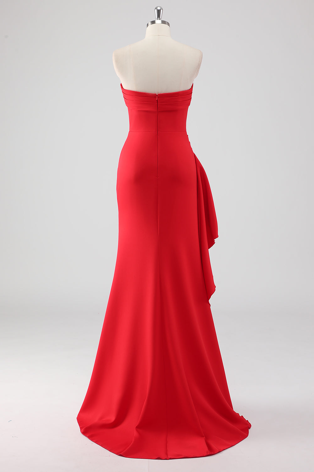 Vestido formal vermelho franzido com racha