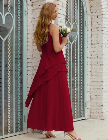 Vestidos longos de chiffon plus size para mãe da noiva, vestido formal de madrinha de casamento, 28019 