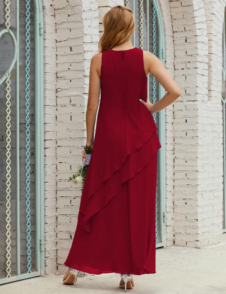 Vestidos longos de chiffon plus size para mãe da noiva, vestido formal de madrinha de casamento, 28019 